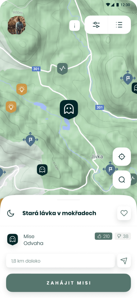 screenshot aplikace - mapa